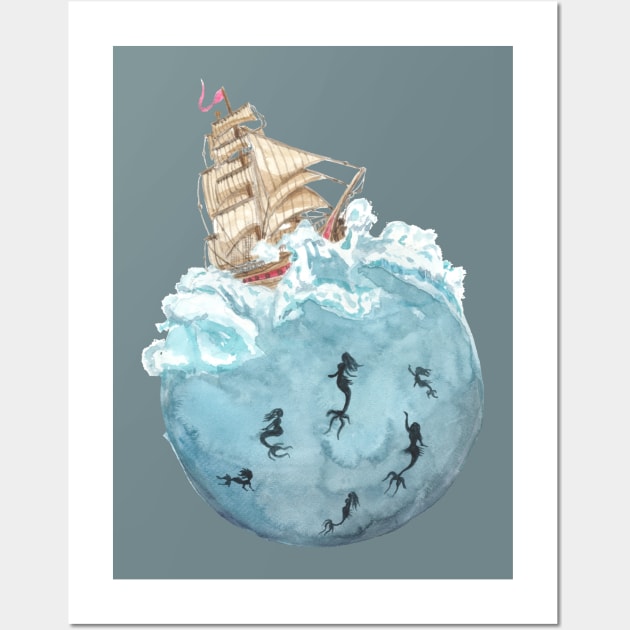 Sailing to the mermaids Wall Art by Créa'RiBo